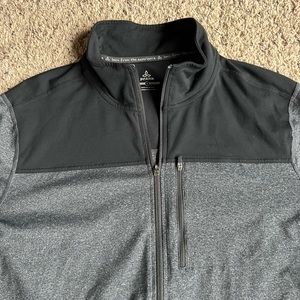 Prana Full Zip Activewear Jacket Large Gray Black Long Sleeve